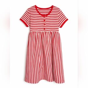 Hanna Andersson Girls Red White Stripe Dress Size 12 (150cm)